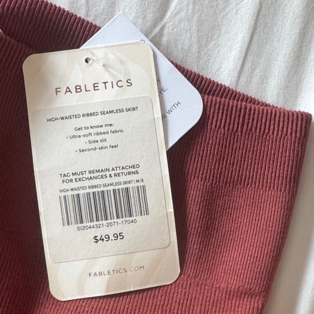 Fabletics Rust Ribbed High-Rise Midi Skirt with Side Slit - Picture 3 of 5